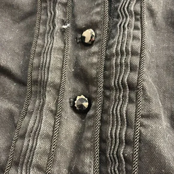 Ralph Lauren black denim woman's jacket w velvet at the collar/sparkly buttons - Picture 4 of 16
